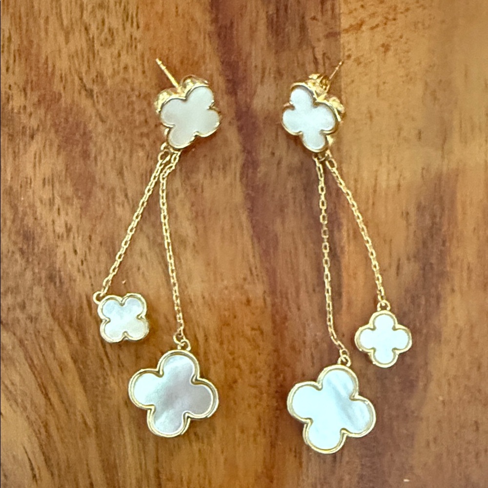 Rachel Zoe White Clover Drop Earrings